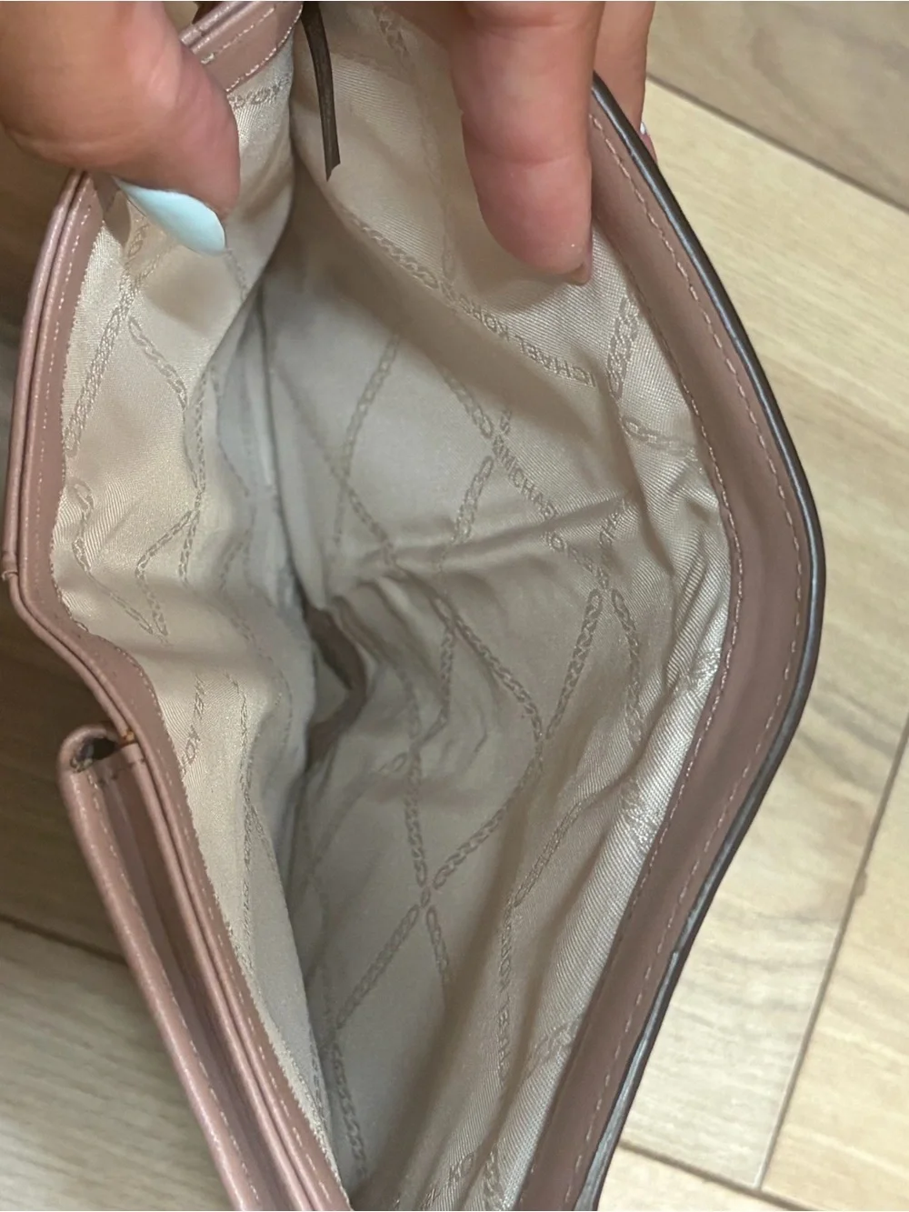 Michael Kors Pink & Cream Colorblock Leather Wristlet